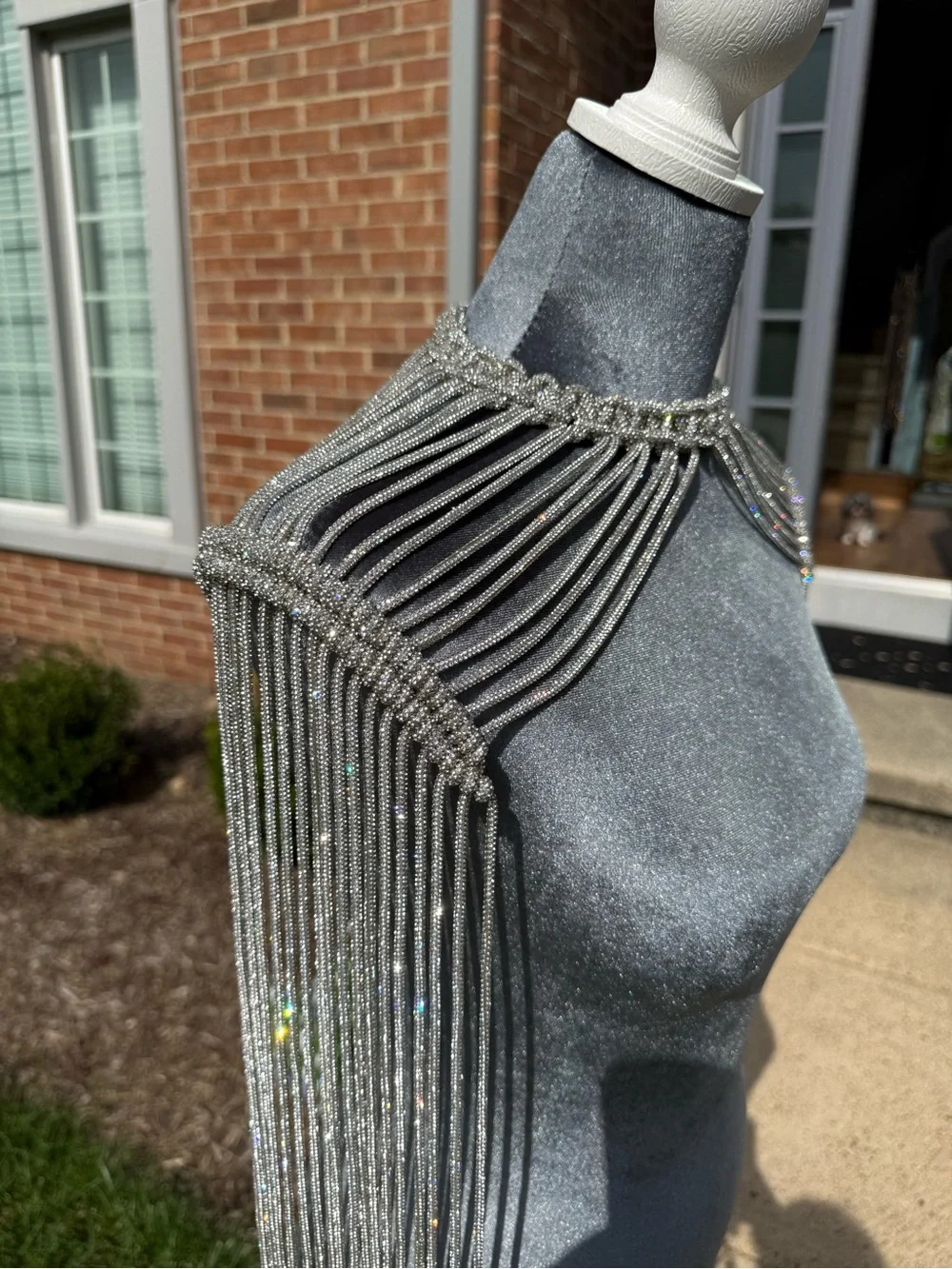 Crystal Fringe Statement Collar Cape - Silver Sparkly Stunning!